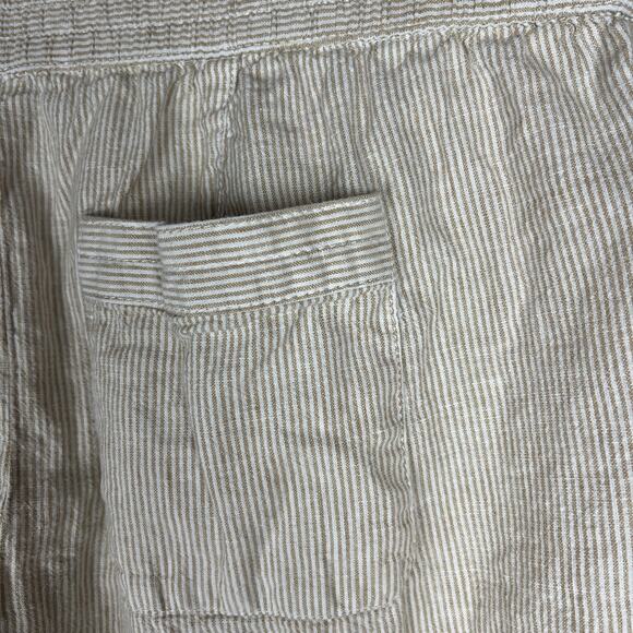 Preppy Classic Linen Cotton Beige Pinstriped Talbots Petite Heritage Pants 12P - Picture 4 of 11